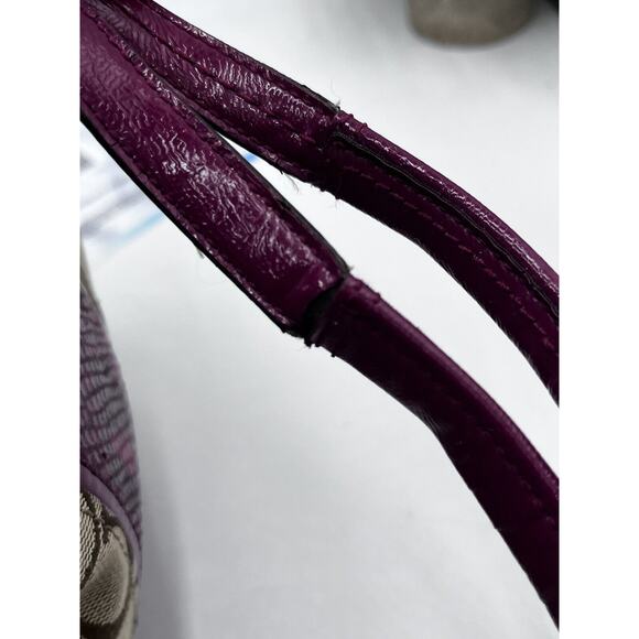 Authenticated F25706 Raspberry Snakeskin Tan Brown Signature Logo Tote Bag - Picture 10 of 16